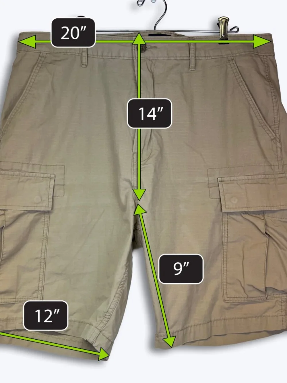 Levi's Cargo Shorts Mens 38 Tan Khaki Cotton Ripstop Utility Pockets Outdoor